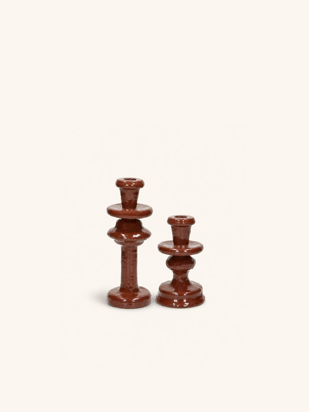 TURRET - kandelaar - aluminium - DIA 9,5 x H 15,5 cm - chocolade