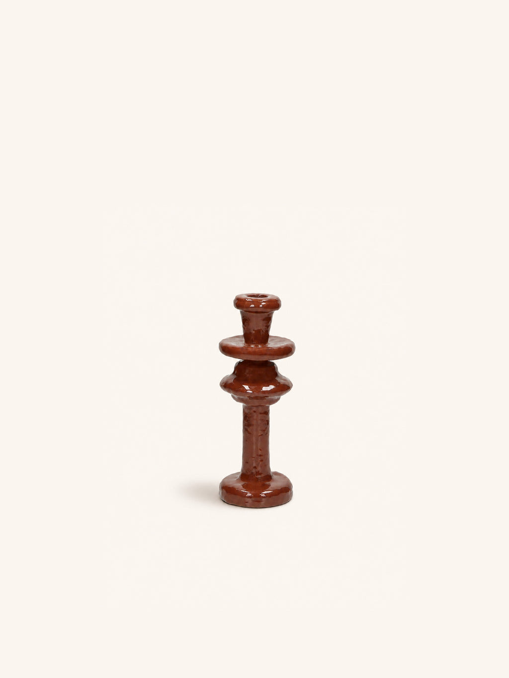 TURRET - kandelaar - aluminium - DIA 8,5 x H 22,5 cm - chocolade