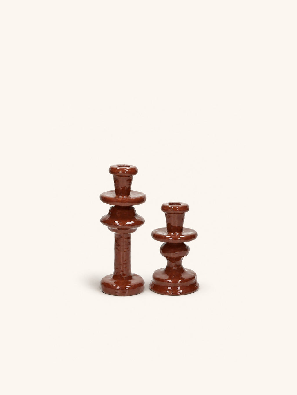 TURRET - kandelaar - aluminium - DIA 8,5 x H 22,5 cm - chocolade