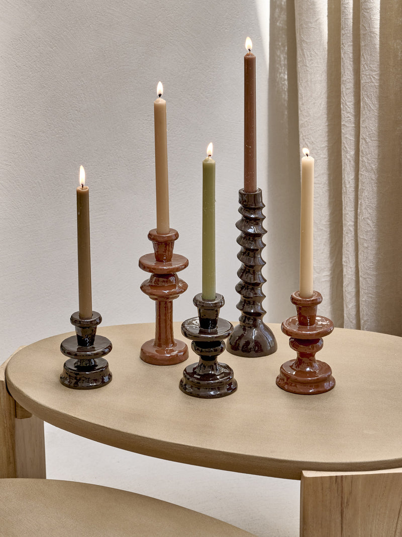 TURRET - candle holder - aluminium - DIA 9 x H 28 cm - dark brown