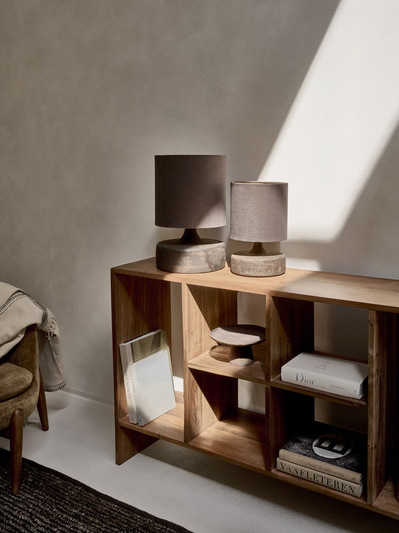 ODILLON - table lamp - mango wood - DIA 23 x H 38 cm - dark brown