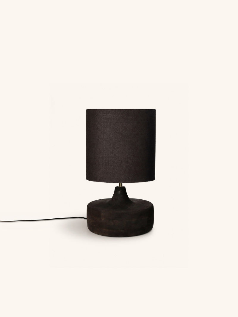 ODILLON - table lamp - mango wood - DIA 30 x H 50 cm - dark brown