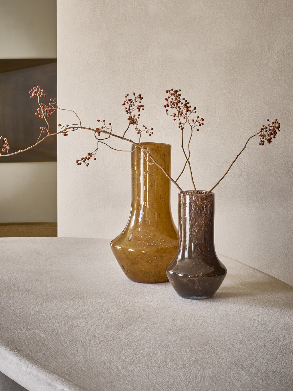 CAMOU - vase - verre - DIA 25 x H 41,5 cm - camel