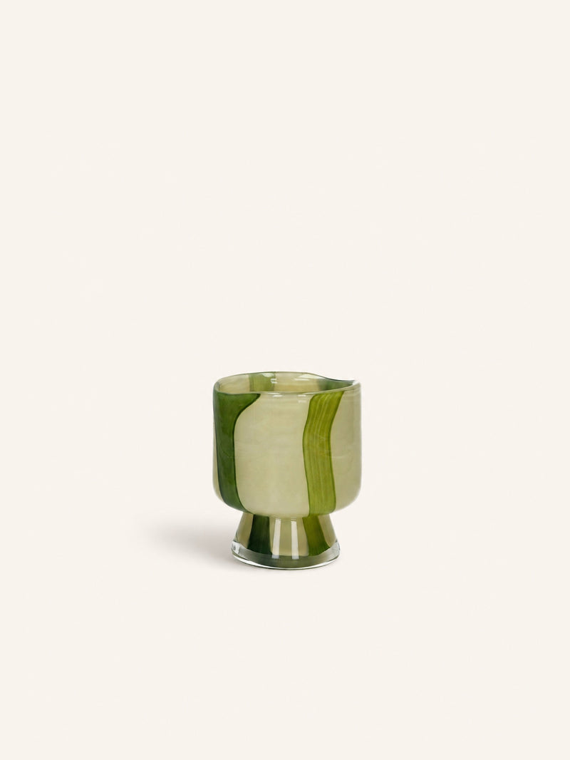 CAMOU - jarrón / portavelas - vidrio - DIA 10 x H 12 cm - verde oliva