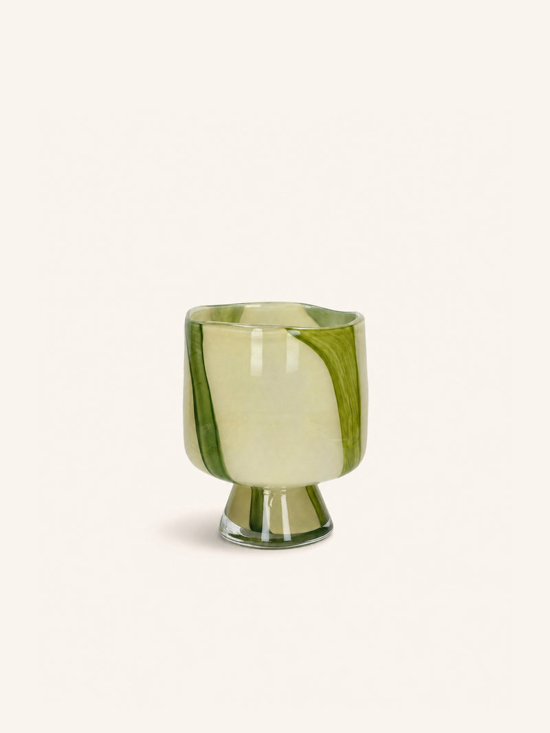 CAMOU - jarrón / farol - vidrio - DIA 17,5 x H 21,5 cm - verde oliva