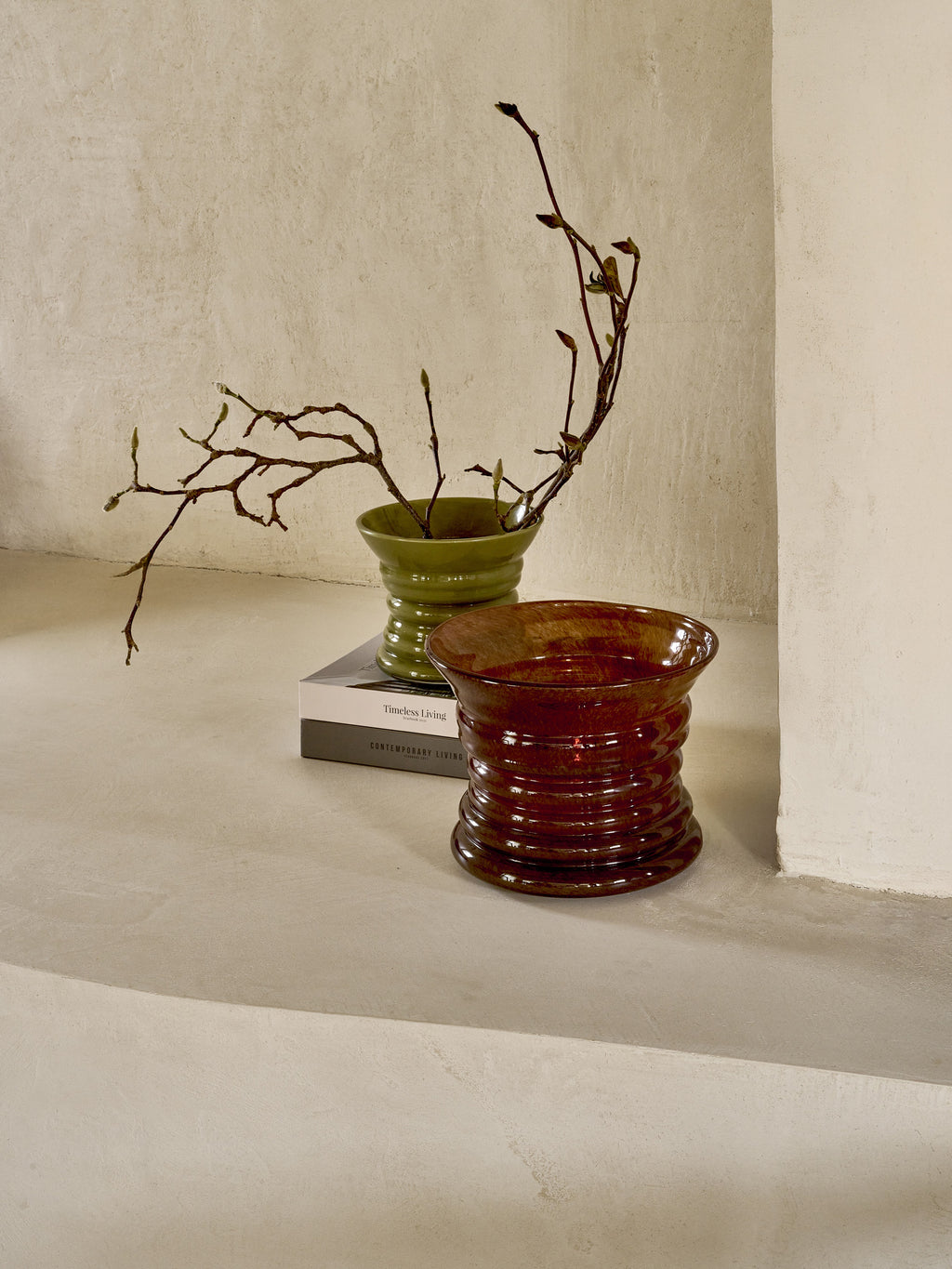 ORBIT - Vase / Windlicht - Glas - DIA 24,5 x H 20 cm - Braun