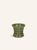 Groen – ORBIT - jarrón / portavelas - vidrio - DIA 20 x H 16,5 cm - verde oliva