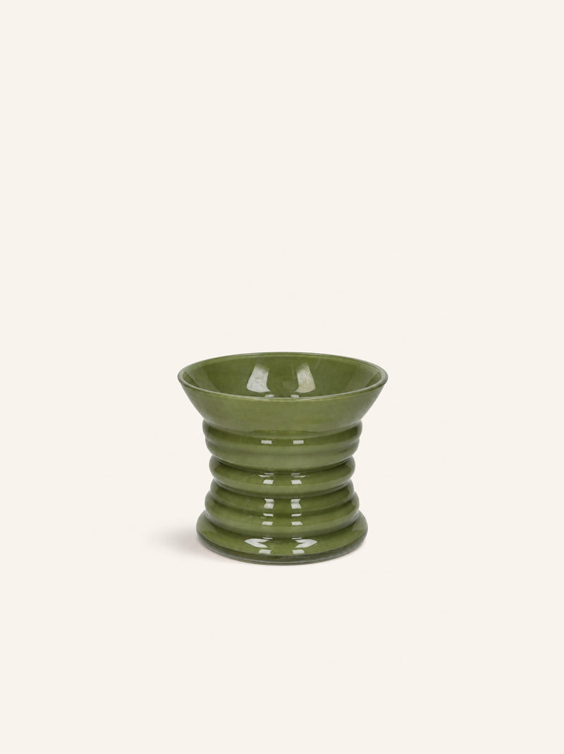 ORBIT - vase / lantern - glass - DIA 20 x H 16,5 cm - olive green