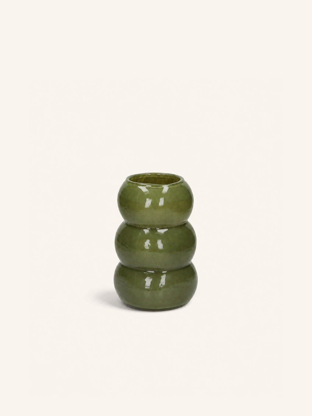 ORBIT - vase / candle holder - glass - DIA 13,5 x H 20 cm - olive green