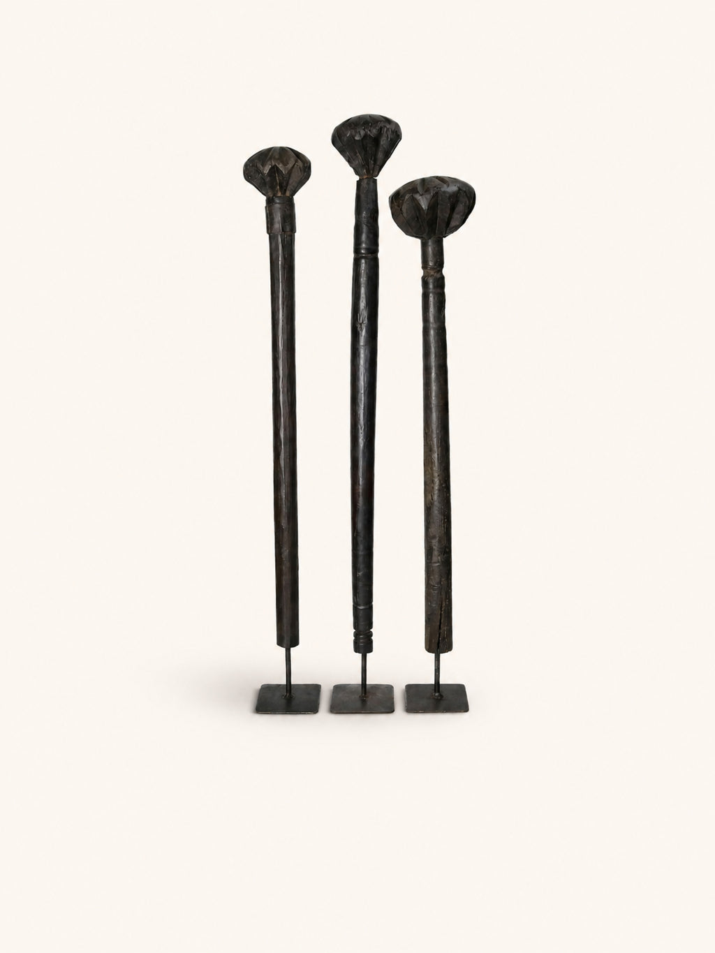 MORTIR - Dekoobjekt - recyceltes Holz - H 65/70/75 cm - dunkelbraun