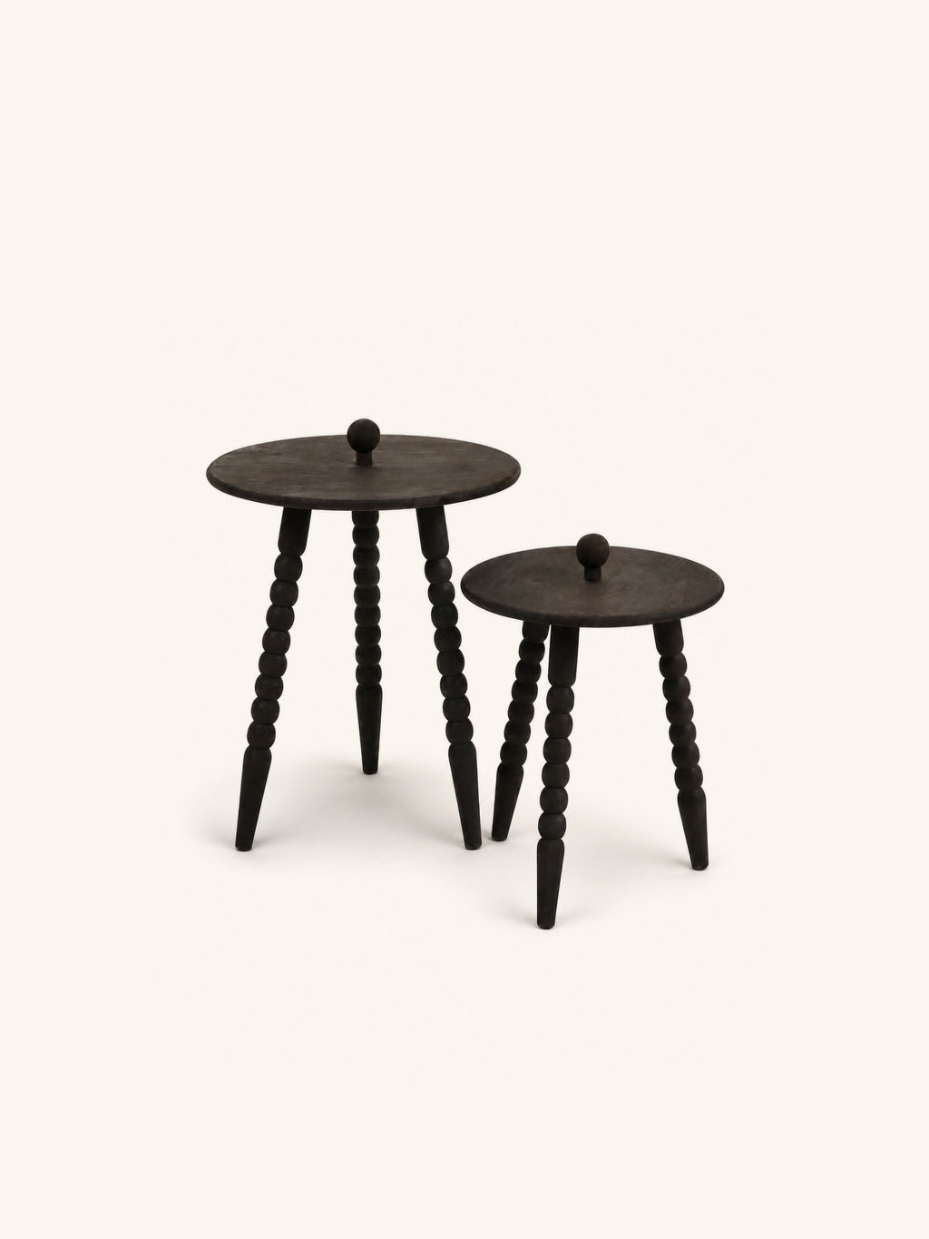 SPHERULE - set/2 bijzettafels - mango hout - DIA 40/50 x H 52/62 cm - donkerbruin