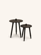 SPHERULE - set/2 bijzettafels - mango hout - DIA 40/50 x H 52/62 cm - donkerbruin