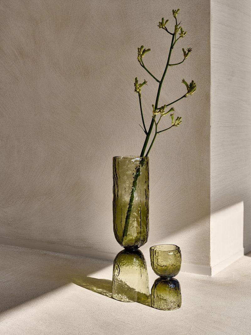 DIABOLO - vaso / portacandele - vetro - DIA 9 x H 18 cm - verde