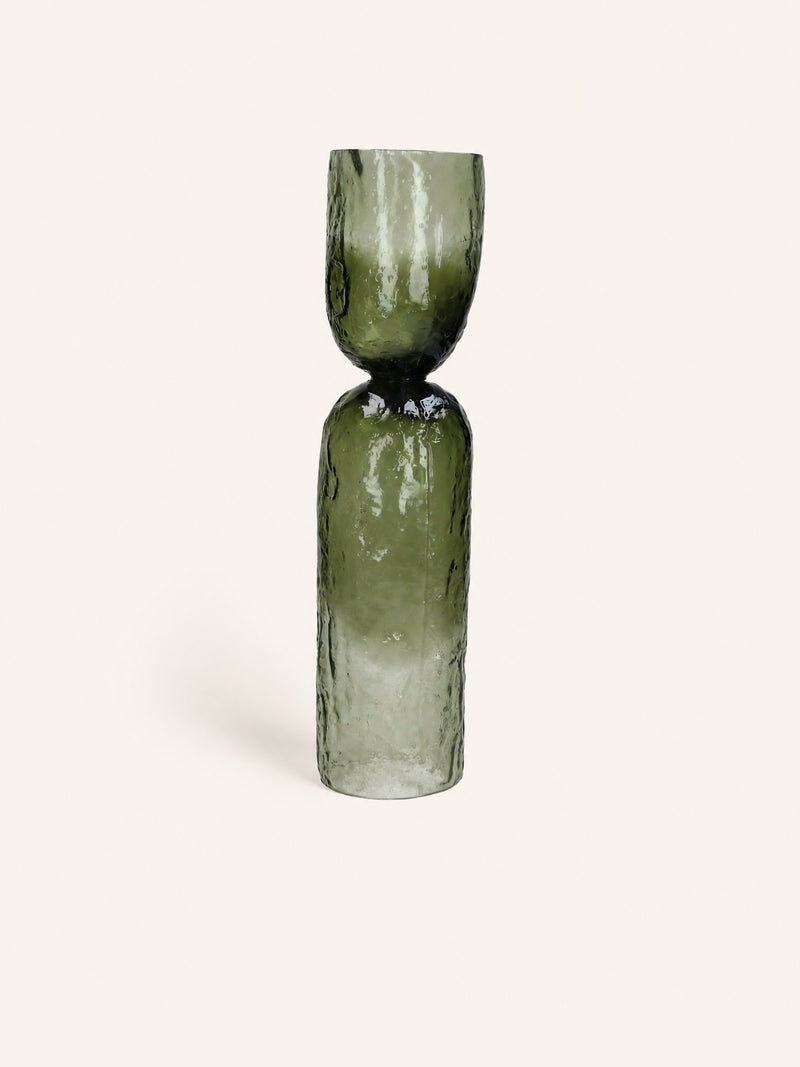 DIABOLO - Vase / Windlicht - Glas - DIA 11 x H 45 cm - Grün