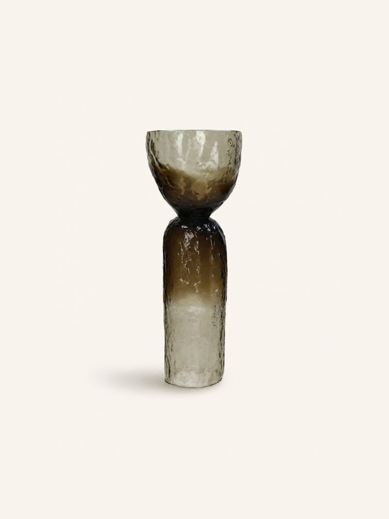 DIABOLO - vaso / portacandele - vetro - DIA 16,5 x H 44 cm - fumé