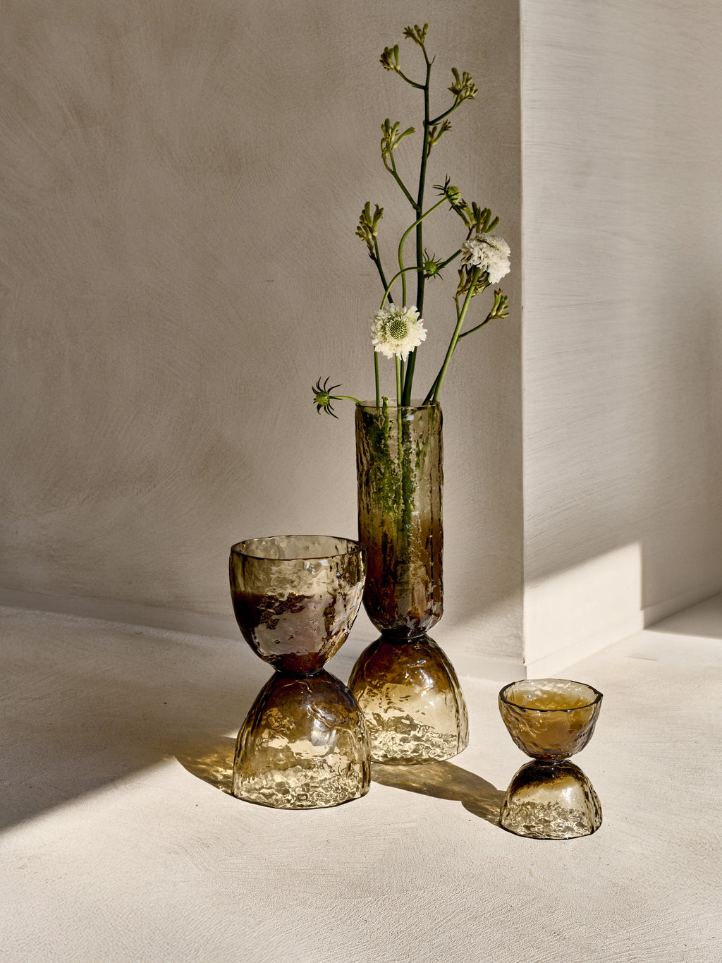 DIABOLO - vase / candle holder - glass - DIA 16,5 x H 44 cm - smoke