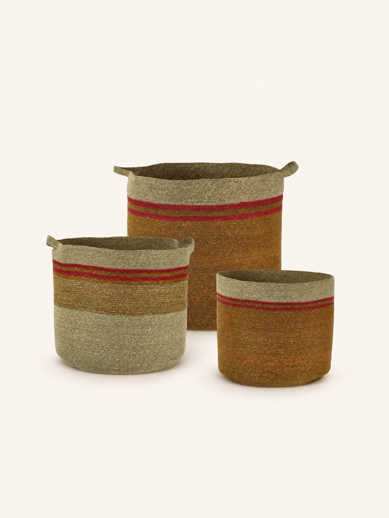 PORT LOUIS - set/3 baskets - seagrass - DIA 46/48/50 x H 40/43/48 cm - mix of colours