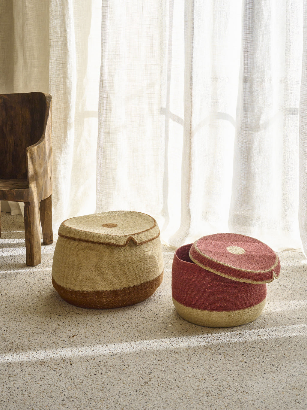 PORT LOUIS - set/2 baskets - seagrass - DIA 24/32 x H 19/25 cm - mix of colors