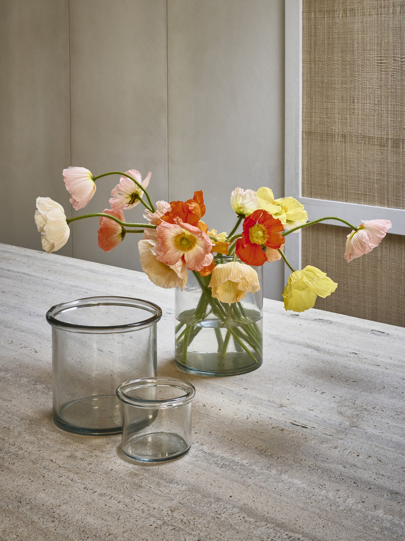 CLARA - vase / candle holder - glass - DIA 17,5 x H 18,5 cm - transparent