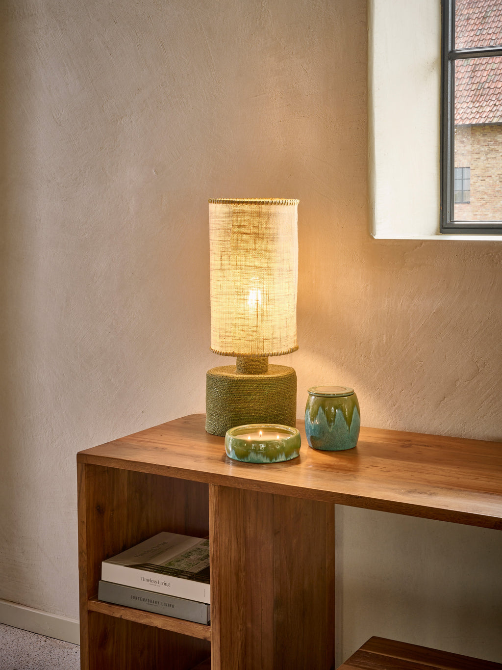 KOSI - table lamp - seagrass - DIA 21 x H 51 cm - green