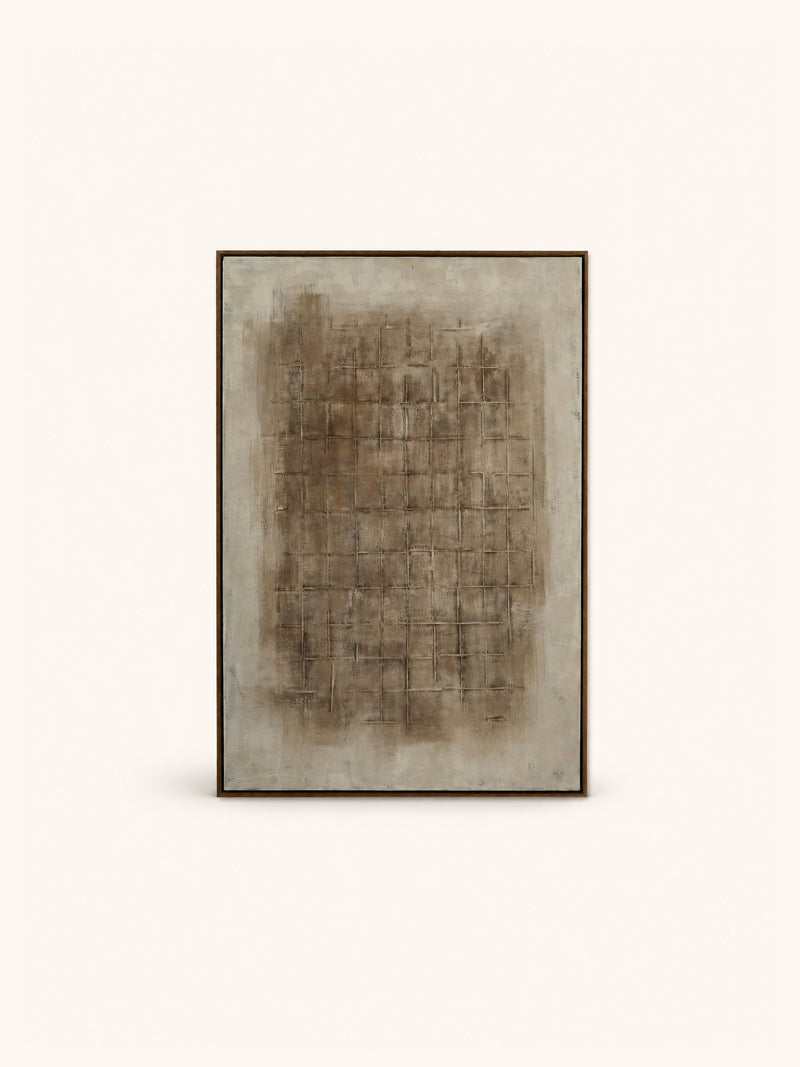 LABYRINTH - wanddecoratie - canvas - L 123 x W 4 x H 83 cm - beige