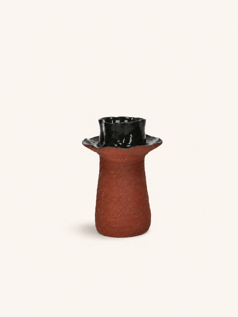 BATU - vaas - terracotta - DIA 18 x H 25,5 cm - bruin
