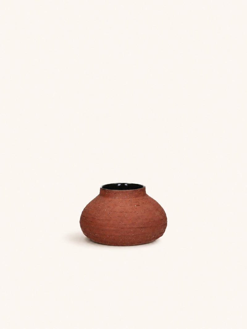 BATU - vaas - terracotta - DIA 21 x H 11,5 cm - bruin