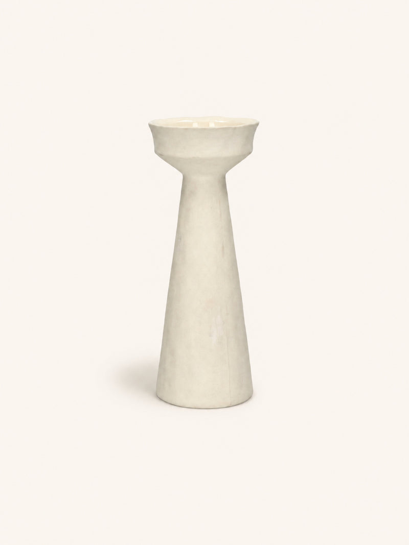 TIERNO - candle holder - porcelain - DIA9,4 x H 22 cm - off-white