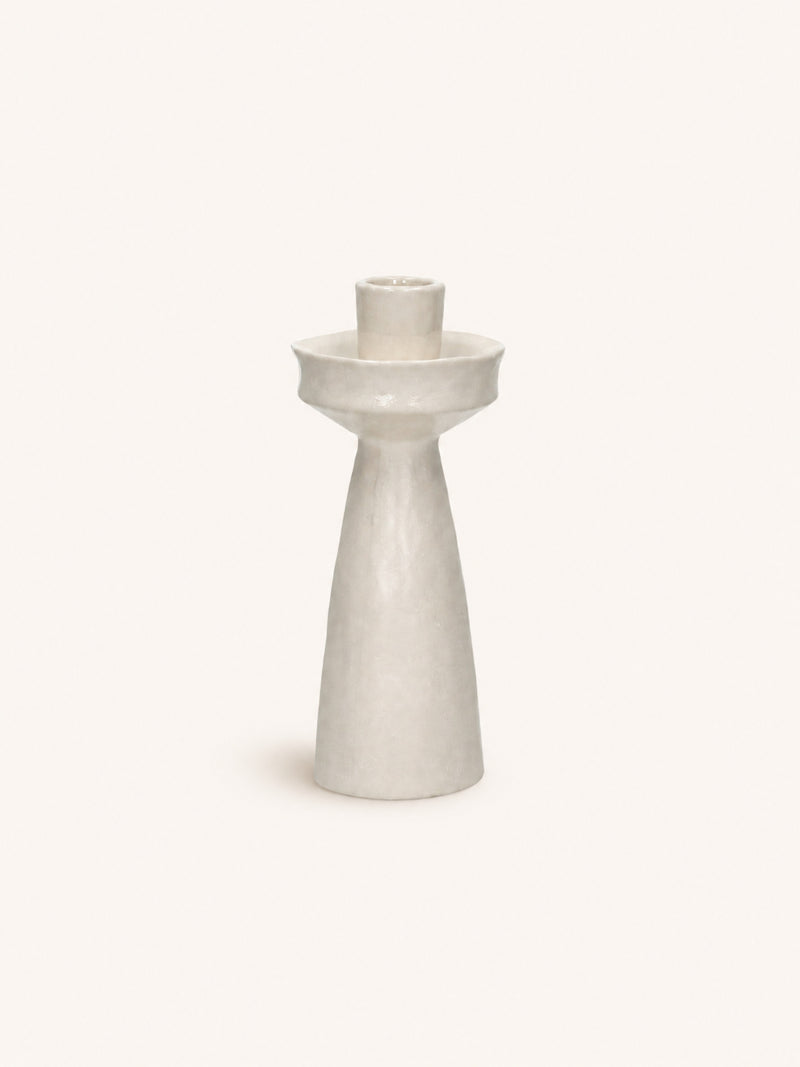 TIERNO - candle holder - porcelain - DIA 7,8 x H 18,2 cm - off-white