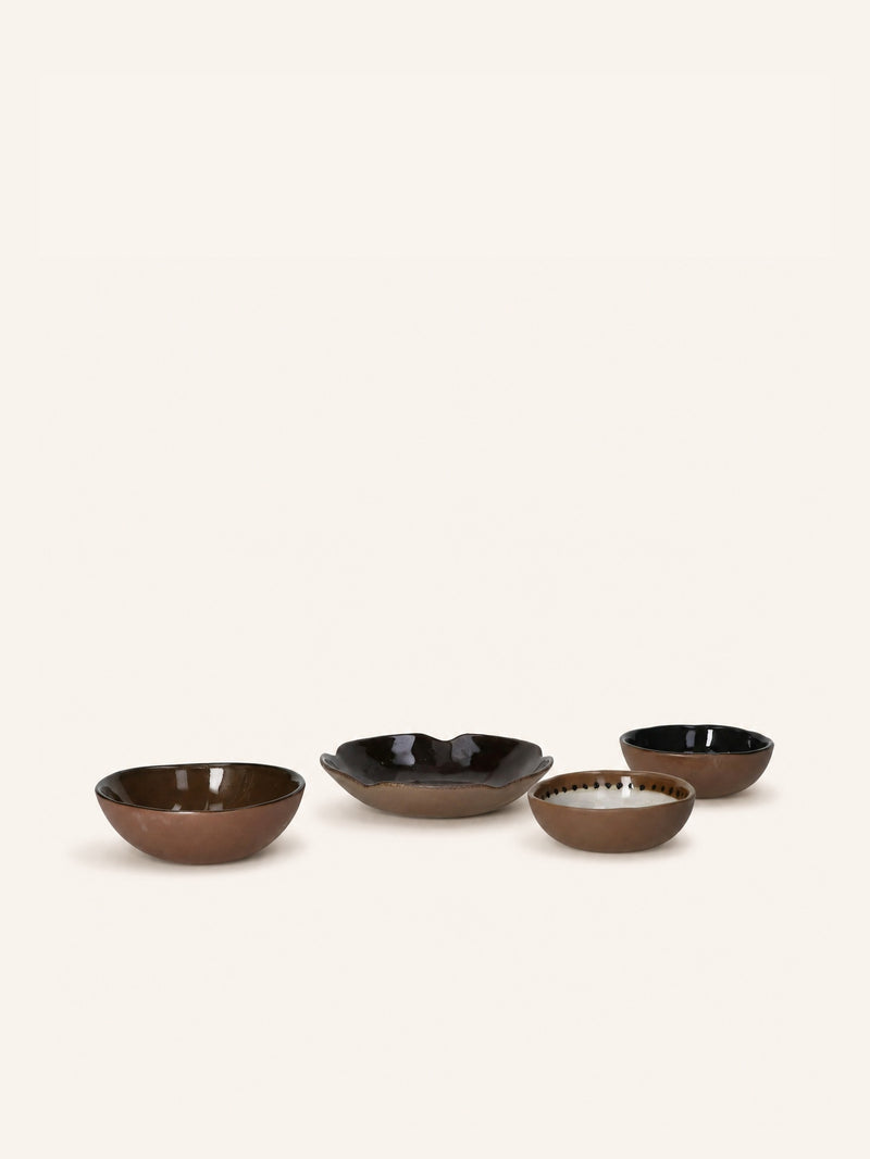 CYCLE - set/4 stoneware bowls - DIA 8,5/8,5/10/12,5 x H 3/3/3,5/2,5 cm - mix of colors