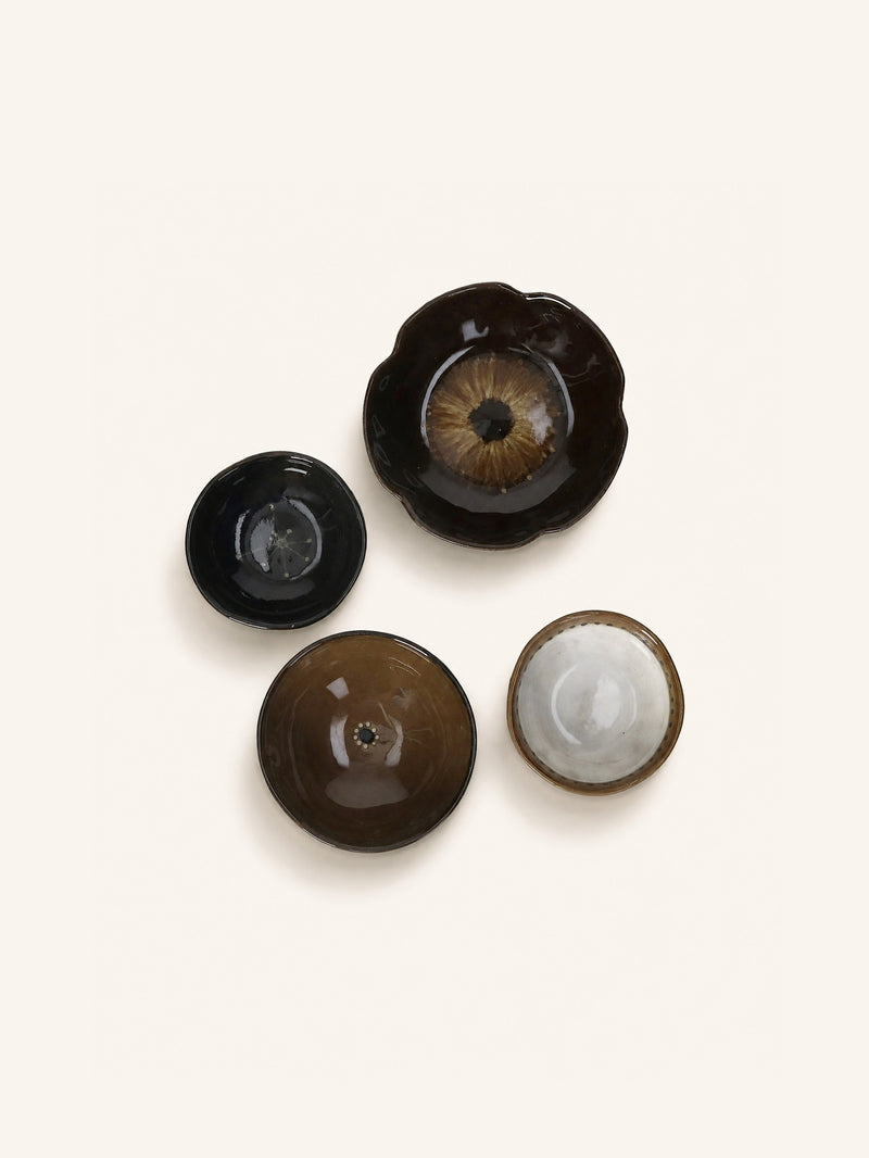 CYCLE - set/4 stoneware bowls - DIA 8,5/8,5/10/12,5 x H 3/3/3,5/2,5 cm - mix of colors