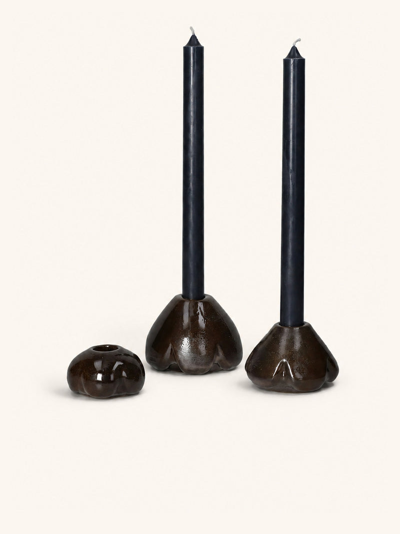 CYCLE - set/3 candlesticks - stoneware - DIA 7/8/9,5 x H 4/6/7 cm - mix of colors