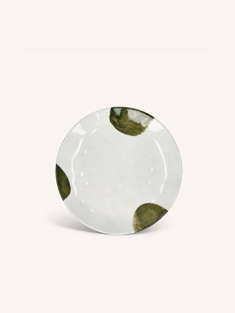 LABO - dessert plate - porcelain - DIA 20,3 x H 2 cm - green