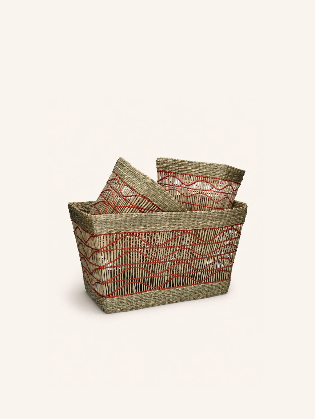 BADA - mand - zeegras - L 24 x W 15 x H 20 cm - rood