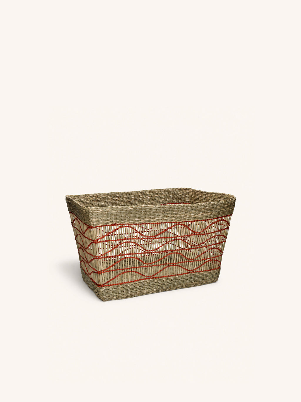 BADA - mand - zeegras - L 24 x W 15 x H 20 cm - rood