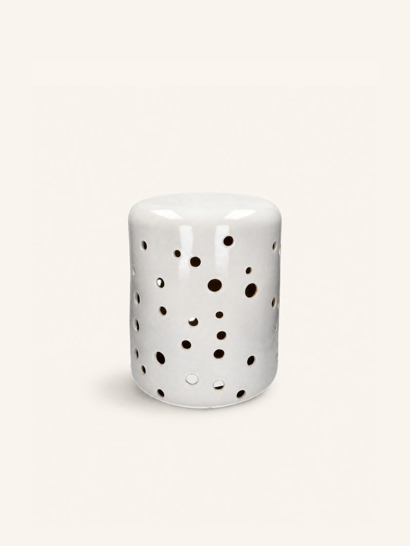 MIRILLA - Hocker - Steingut - DIA 33 x H 44 cm - Weiß