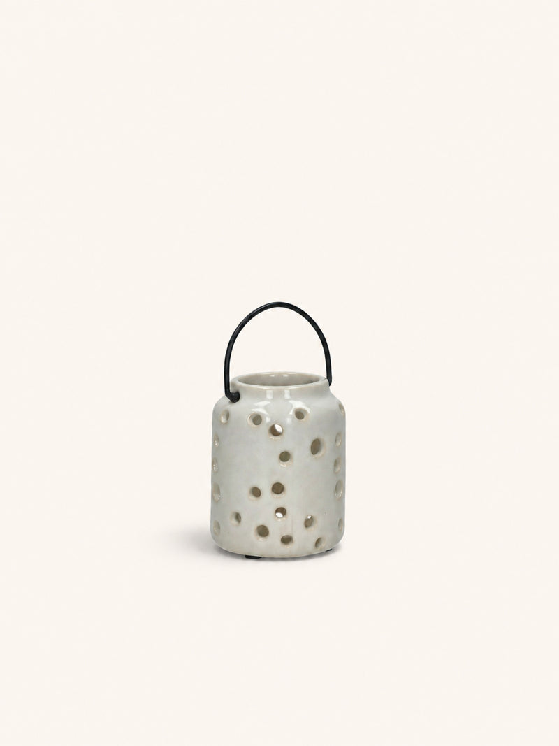 MIRILLA - lantern - stoneware - DIA 8 x H 10 cm - white