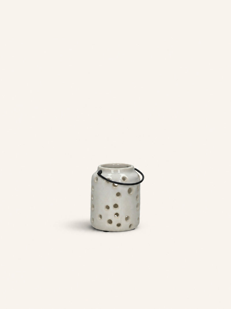 MIRILLA - lantern - stoneware - DIA 8 x H 10 cm - white