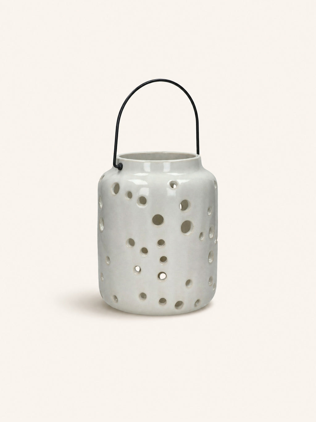 MIRILLA - lantaarn - aardewerk - DIA 16 x H 20 cm - wit