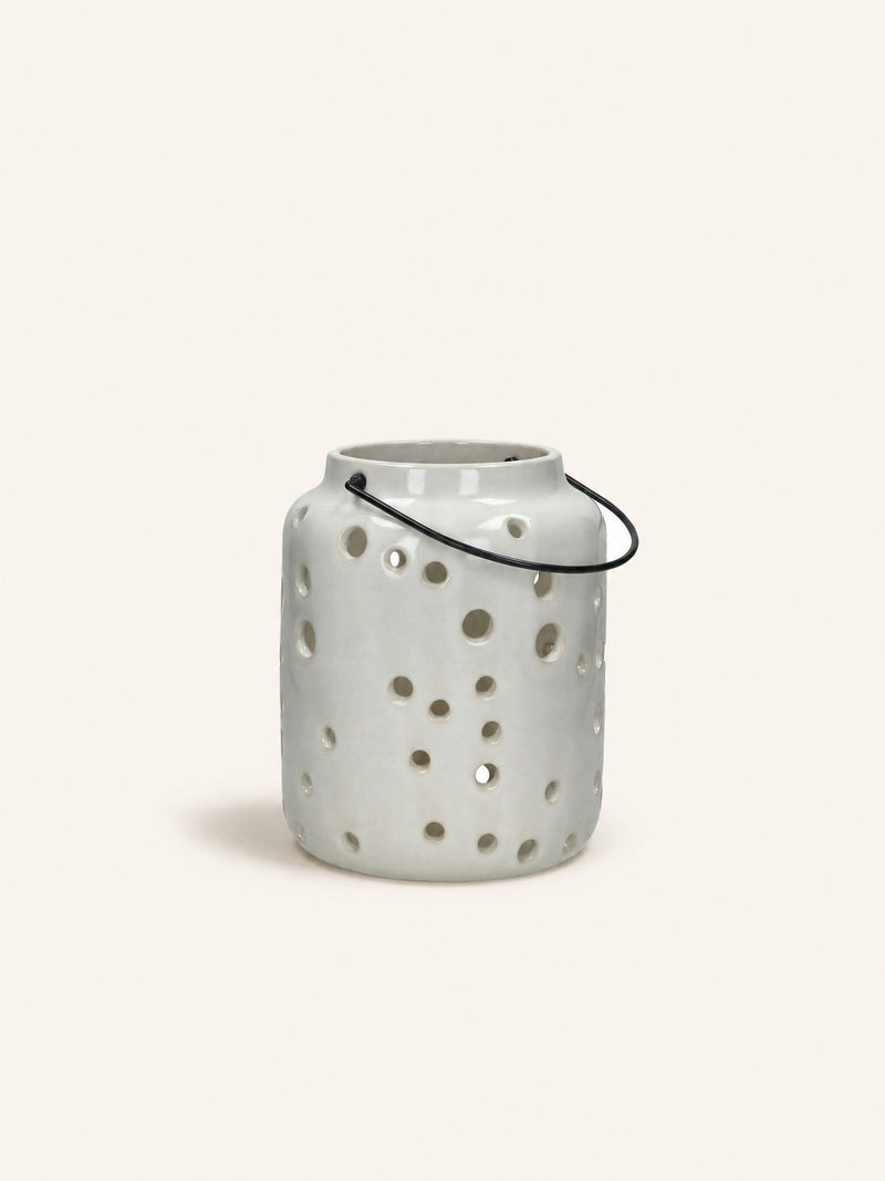 MIRILLA - lantern - earthenware - DIA 16 x H 20 cm - white