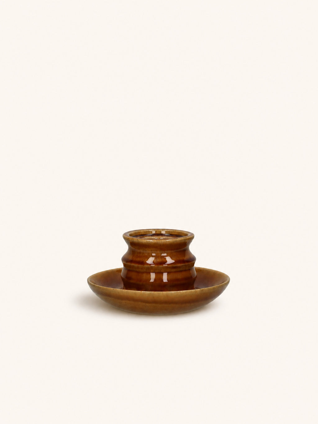 ILENA - candelabro - loza - DIA 19 x H 10,5 cm - marrón