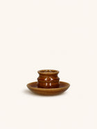 ILENA - candelabro - loza - DIA 19 x H 10,5 cm - marrón
