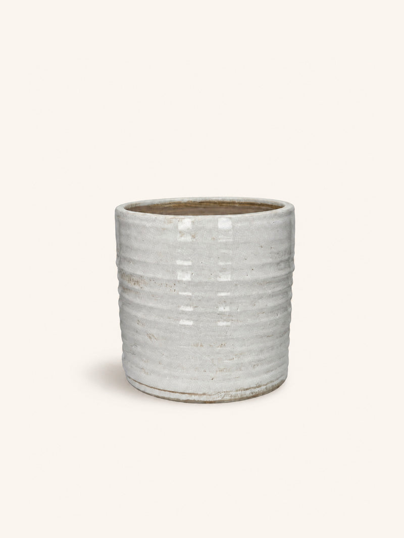 CASSEROLE - flowerpot - terracotta - DIA 27 x H 27 cm - white
