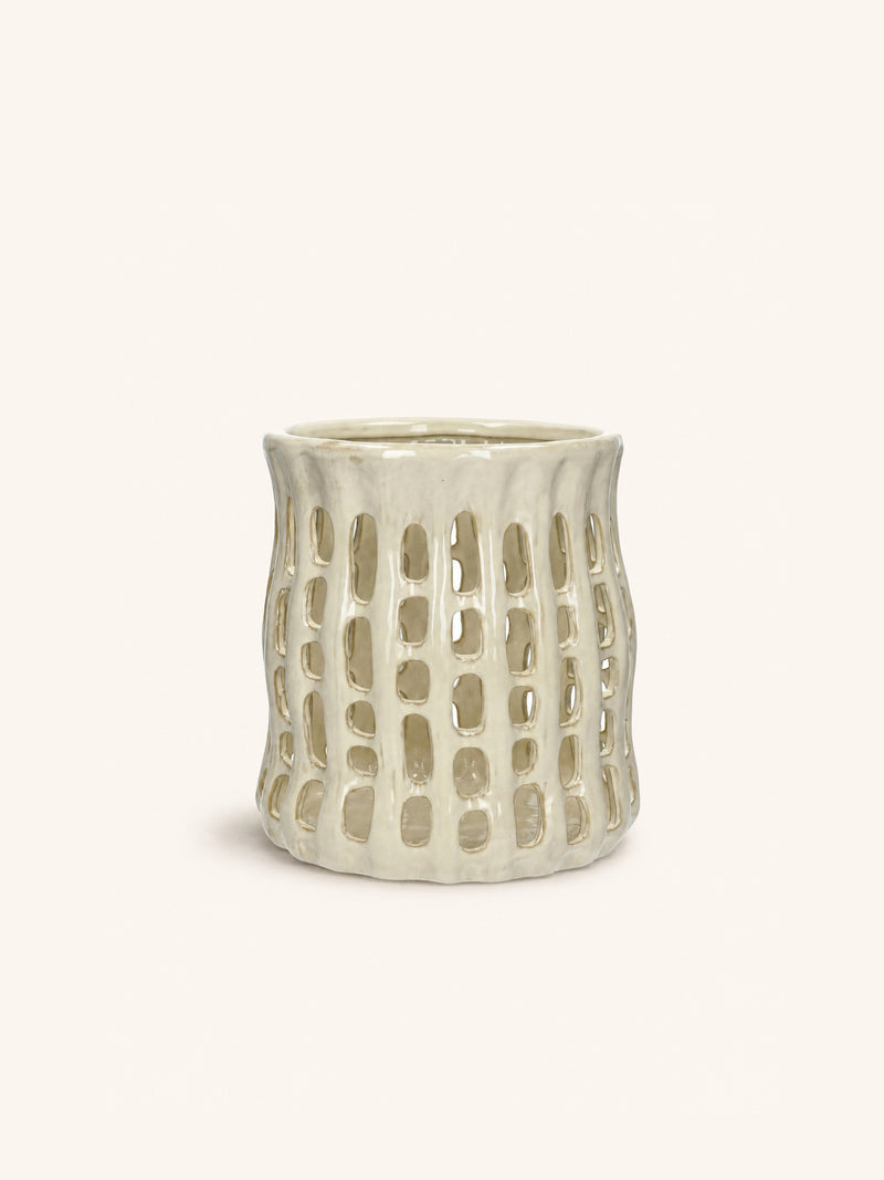 NERIDA - lantern - stoneware - DIA 25 x H 27 cm - beige