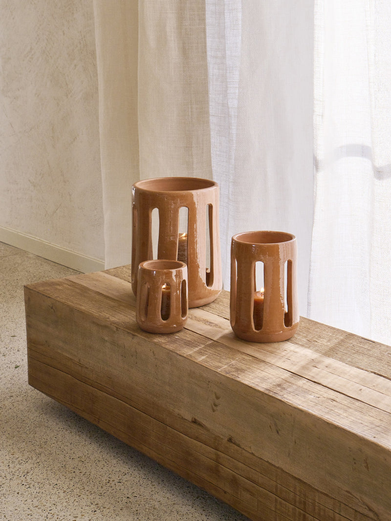 OPIA - lantern - terracotta - DIA 20 x H 27 cm - terracotta