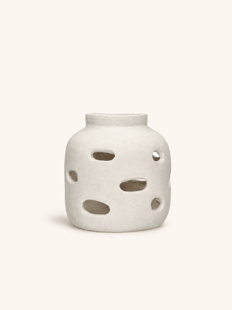 PULPA - candle holder - papier mâché - DIA 21 x H 23 cm - natural