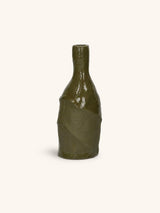 Groen – SABI - vase / candle holder - aluminum - DIA 9,5 x H 21,5 cm - olive green