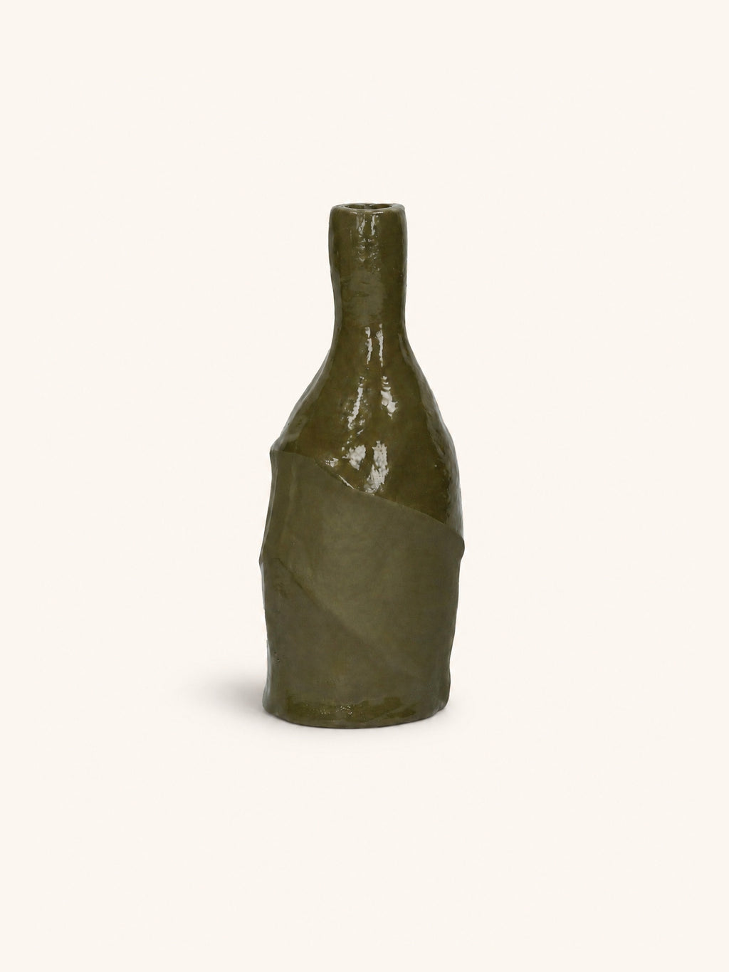 SABI - Vase / Kerzenhalter - Aluminium - DIA 9,5 x H 21,5 cm - Olivgrün