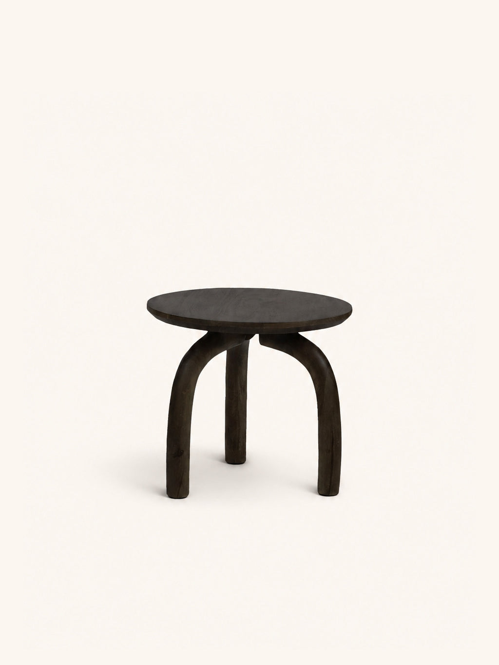 TRILO - tavolino laterale - legno di mango - DIA 45 x H 40 cm - marrone scuro