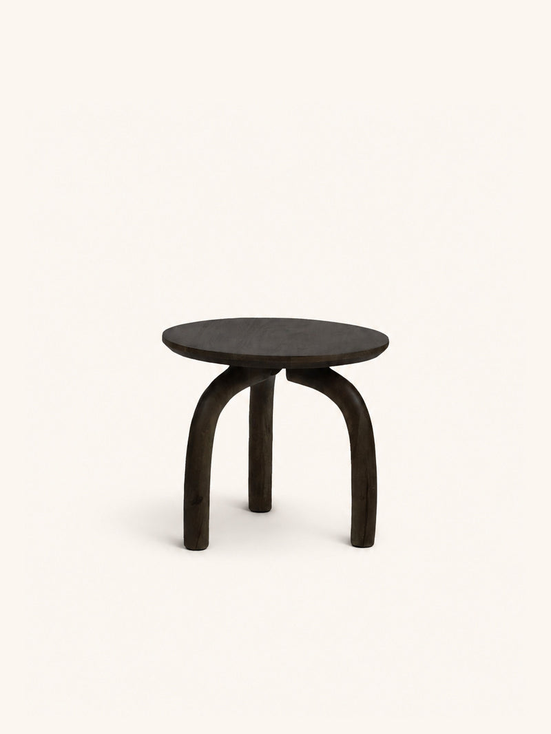 TRILO - side table - mango wood - DIA 45 x H 40 cm - dark brown